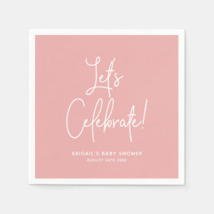 Guardanapo De Papel Celebração de boas-vindas, cor-de-rosa, com poei