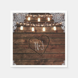 Guardanapo De Papel Celebração de Casamento com Madeira Rústica de Cel