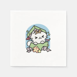 Guardanapo De Papel Celebração de Natal com Gato de Tempo Puro