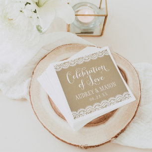 Guardanapo De Papel Celebração do Amor Rustic Kraft e Casamento de r