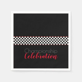 Guardanapo De Papel Celebração do campeonato Black and White Check