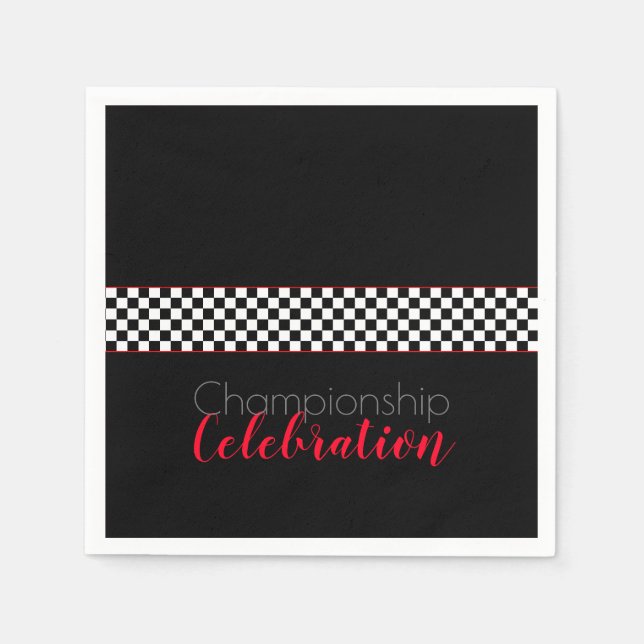 Guardanapo De Papel Celebração do campeonato Black and White Check (Frente)