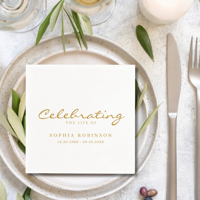 Guardanapo De Papel Celebração do Funeral Elegante do Script Dourado d (Criador carregado)