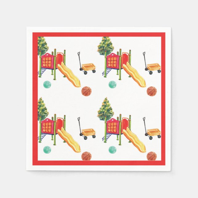 Guardanapo De Papel Celebração do Parque de Playground Park Birthday (Frente)