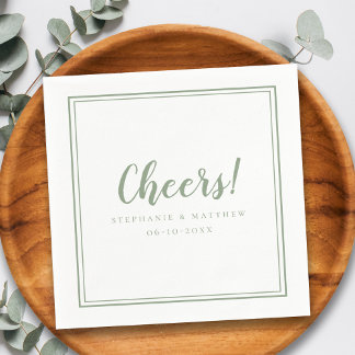 Guardanapo De Papel Celebrações de Casamento Cheers Moderno Chic Verde