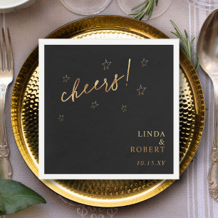Guardanapo De Papel Celebrações de Casamento do Dourado Negro Elegante