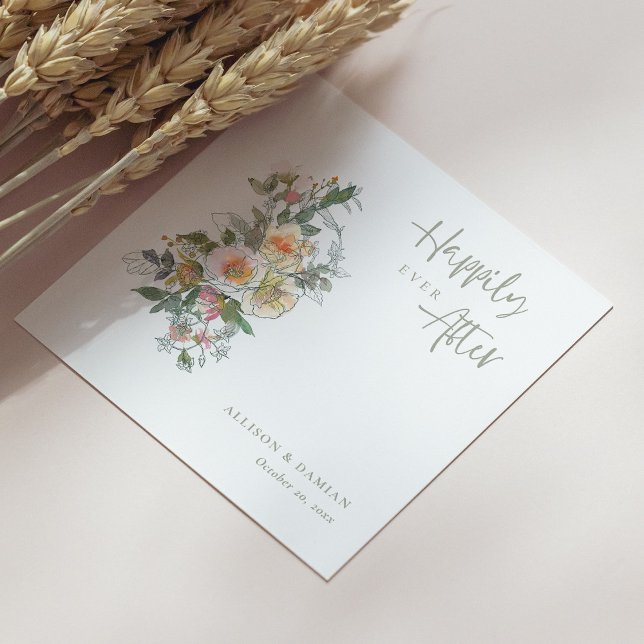 Guardanapo De Papel Celebrar Amor! Casamento Personalizado de Flor Sel (Celebrate Love! Personalized Wildflower Wedding Napkins)