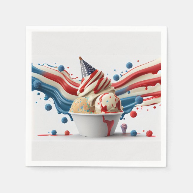 Guardanapo De Papel Celebrar com Azul Branco Vermelho (Frente)