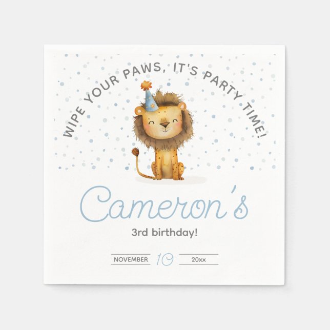 Guardanapo De Papel Celebrar com um Raio! Aniversário do Leão do Menin (Frente)