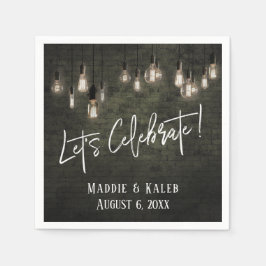 Guardanapo De Papel Celebrar Tijolos Industriais com Luzes Edison