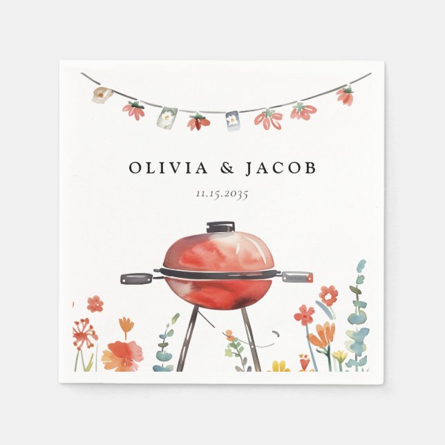 Guardanapo De Papel Celebrar vamos com Chá de Casais de CHURRASCO (Frente)