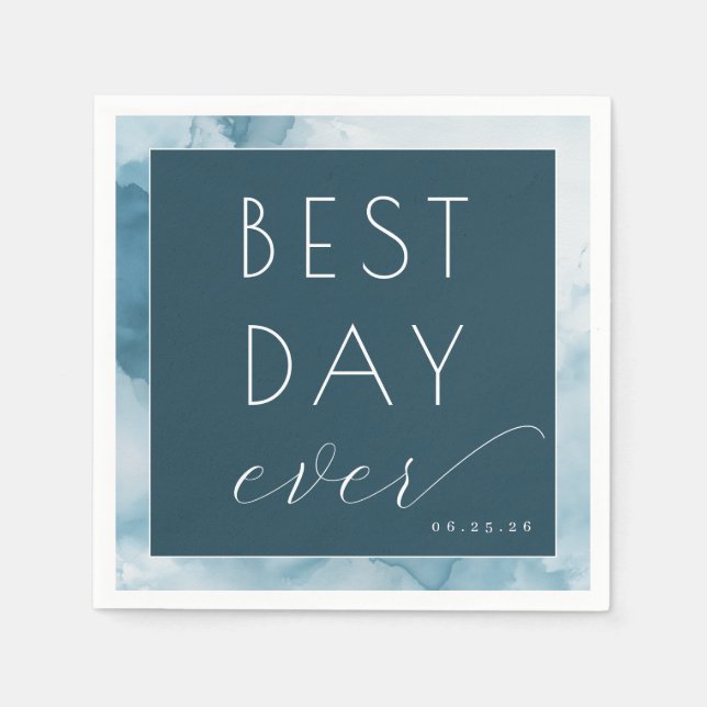 Guardanapo De Papel Celebratory Blue Watercolor (Frente)