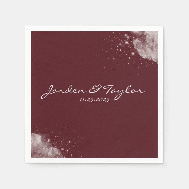 Guardanapo De Papel Celestial Burgundy Starlight Napkins (Frente)