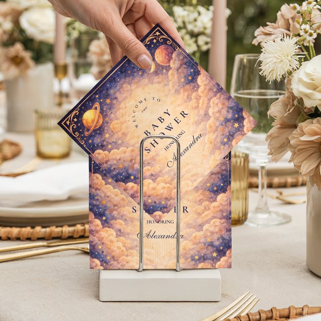 Guardanapo De Papel Celestial Cloud Planets Baby Shower (Criador carregado)