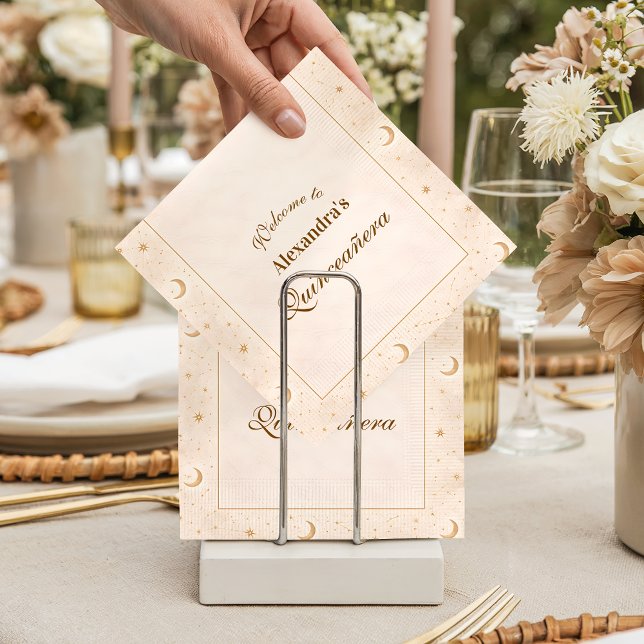 Guardanapo De Papel Celestial Gold Moon Quinceañera (Criador carregado)