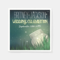 Celestial Mason Jar Firefly Casamento Napkins