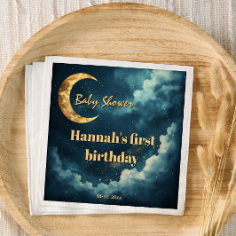 Guardanapo De Papel Celestial Moon and Stars First Birthday Baby Showe