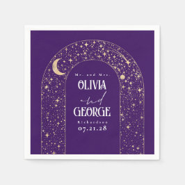 Guardanapo De Papel Celestial Moon Stars Purple Casamento