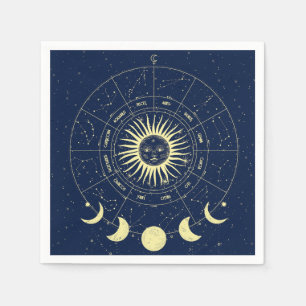 Guardanapo De Papel Celestial Sun Moon Fases Zodiac