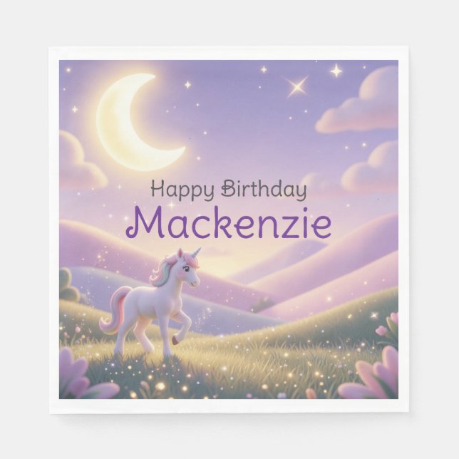 Guardanapo De Papel Celestial Unicorn Birthday Party (Frente)