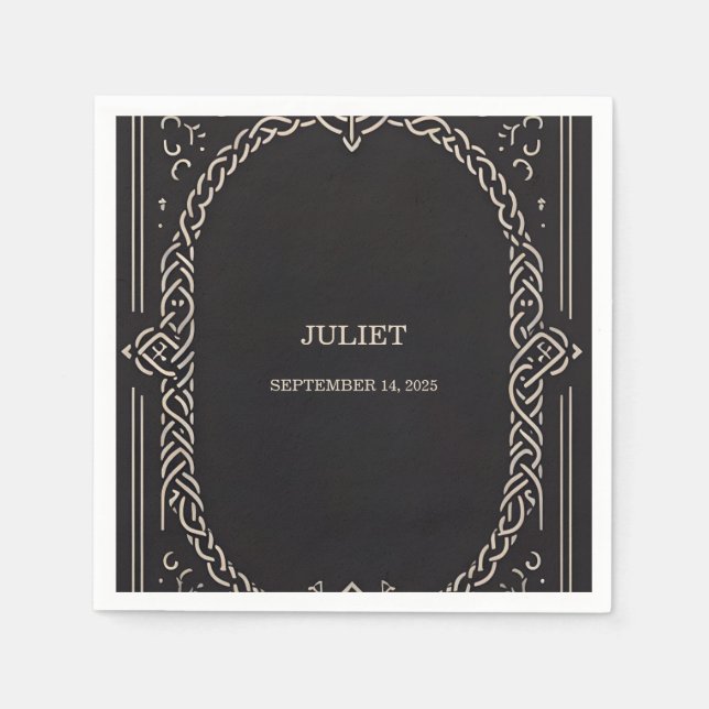 Guardanapo De Papel Celta Nórdico Diversão Medieval Seda Chuva de Noiv (Frente)