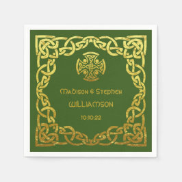 Guardanapo De Papel Celtic Wedding Green Faux Dourado Personalize