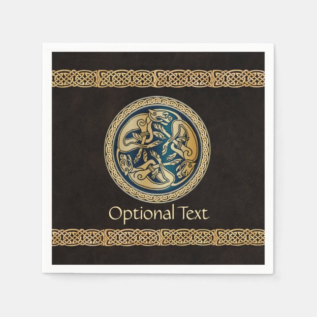 Guardanapo De Papel Celtic Wolf Knotwork Triad (Frente)