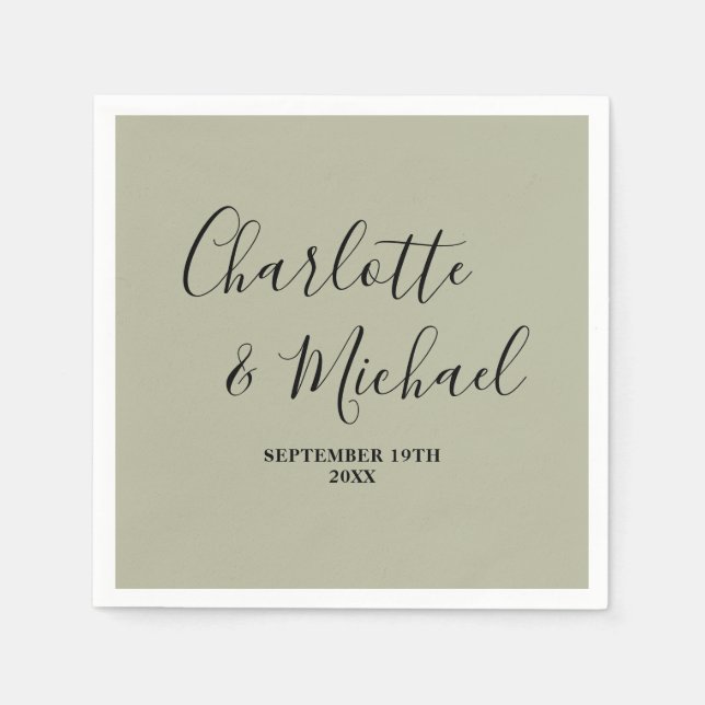 Guardanapo De Papel Cement Grey Script Minimalist Wedding (Frente)