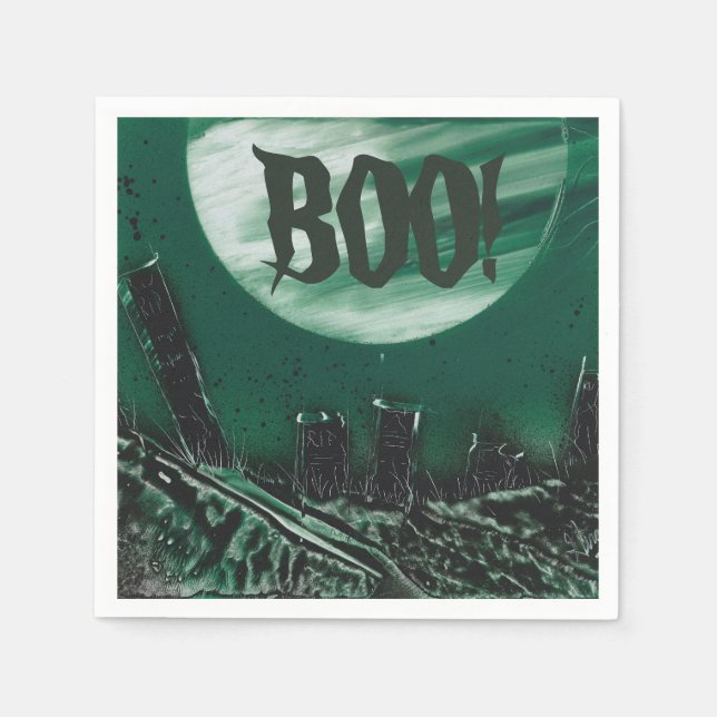 Guardanapo De Papel Cemitério Assustador Boo (Frente)