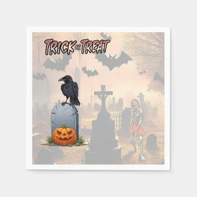 Guardanapo De Papel Cemitério de Halloween (Frente)