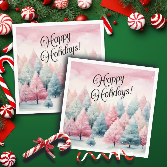 Guardanapo De Papel Cena de inverno das Árvores de Quartel e Rosa (Criador carregado)