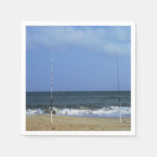 Guardanapo De Papel Cena de Praia com Polos de Pesca