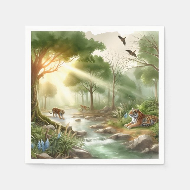 Guardanapo De Papel Cena Natural dos Tigres (Frente)