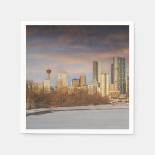 Guardanapo De Papel Cena Solar De Inverno No Calgary Skyline