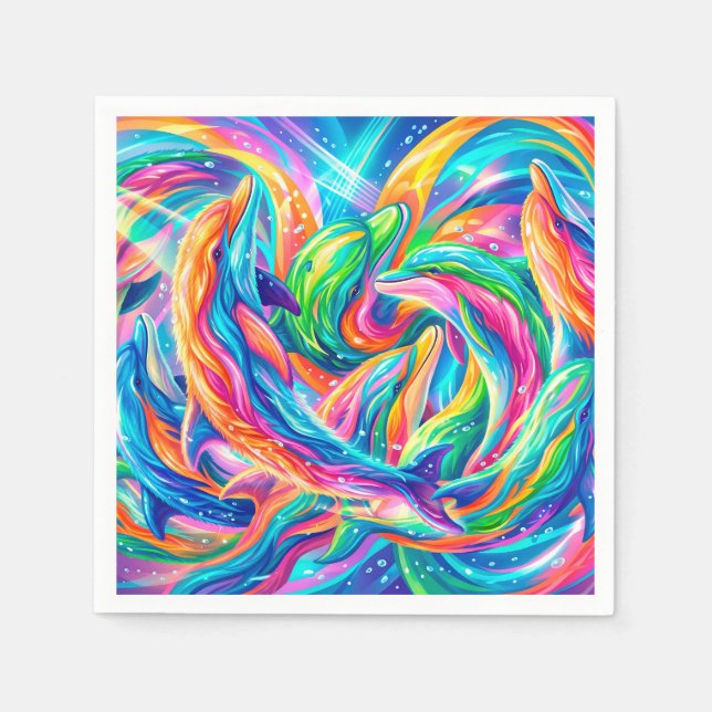 Guardanapo De Papel Cenário de Sonho de Golfinho Vibrante – Boho Psico (Frente)