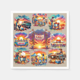 Guardanapo De Papel Cenas de Cookoff de Chili Ocidental 1