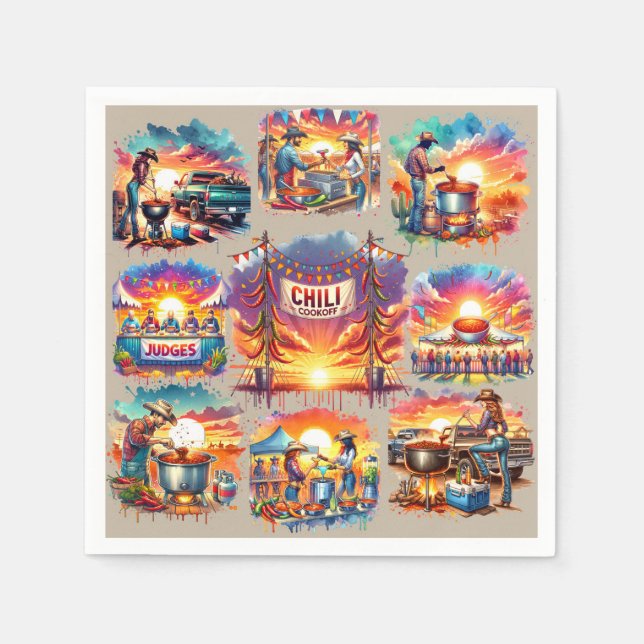 Guardanapo De Papel Cenas de Cookoff de Chili Ocidental 1 (Frente)
