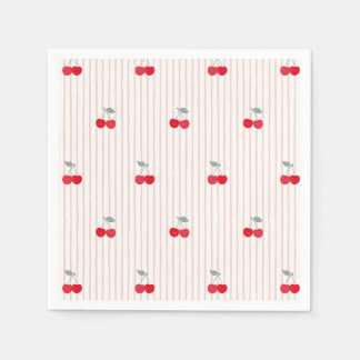 Guardanapo De Papel Cera de Cereja Vermelha Vintage e Listras Sweethea