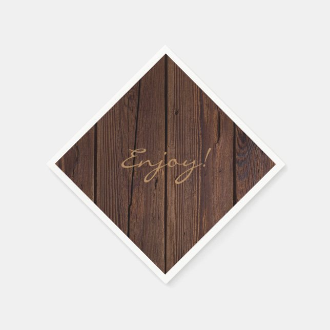 Guardanapo De Papel Cerca de Madeira Escura Rústica Estilo Country (Canto)