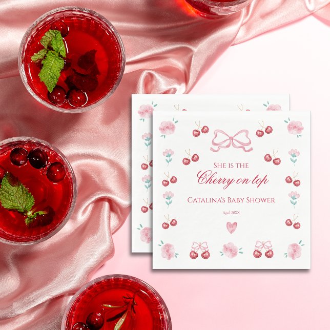 Guardanapo De Papel Cereja De Flor De Cereja No Topo (Criador carregado)