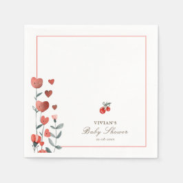 Guardanapo De Papel Cereja Floral De Coração De Aquarelas No Chá de fr