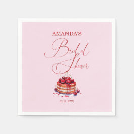 Guardanapo De Papel Cereja rosa elegante no Chá de panela superior