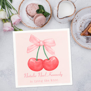 Guardanapo De Papel Cerejas Rosa Coquete Laço Estético Chique Feminino
