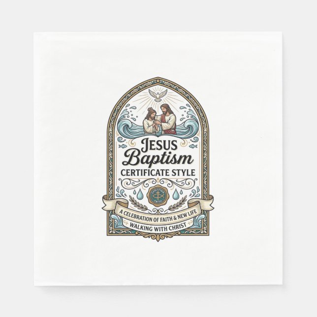 Guardanapo De Papel Certificado de Batismo de Jesus Estilo Certificado (Frente)