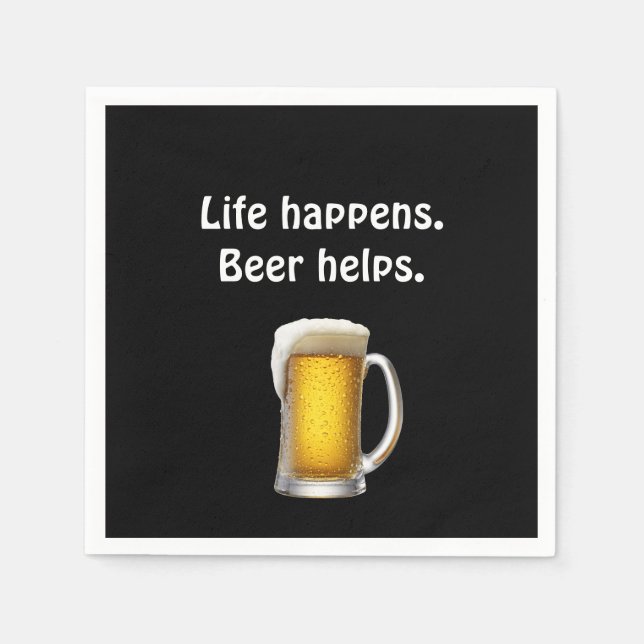 Guardanapo De Papel Cerveja com citação de preto (Frente)