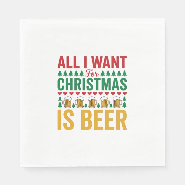 Guardanapo De Papel Cerveja de Natal Design Divertido de Bebida de Fer (Frente)