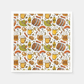 Guardanapo De Papel Cerveja e Salsichas Festivas Alemãs do Oktoberfest