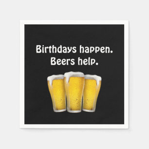 Guardanapo De Papel Cervejas de Aniversário em Nápoles Negras