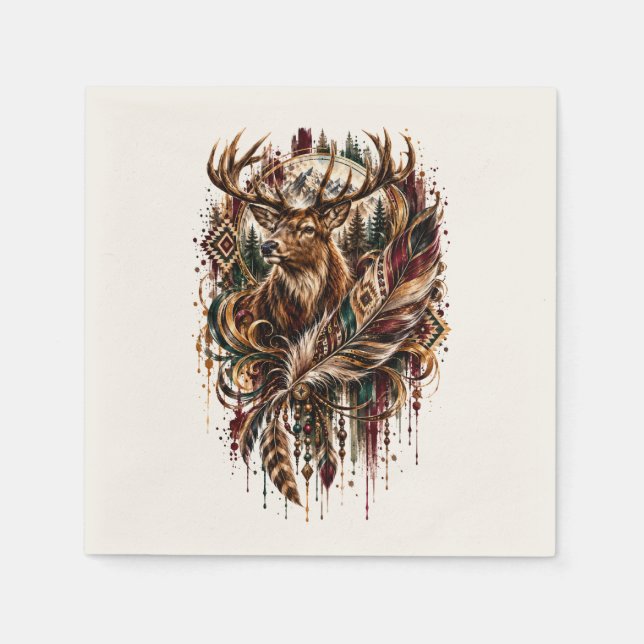 Guardanapo De Papel Cervo Boho, Sonhando com Cervo (Frente)