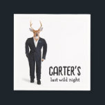 Guardanapo De Papel Cervo com Smoking para Despedida de Solteiro<br><div class="desc">Cervo macho com um smoking preto para uma despedida de solteiro.</div>
